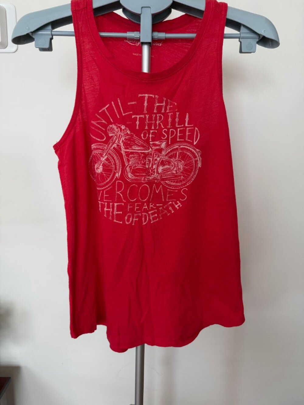 Lucky Brand Red Graphic Tank Top Women's Size S Casual Boho Tee